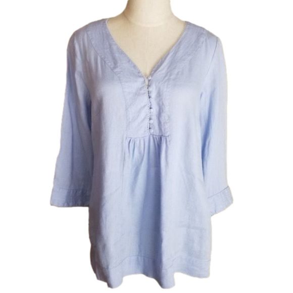 Malvin 100% Linen Blue Blouse SZ S EUC - Picture 1 of 5